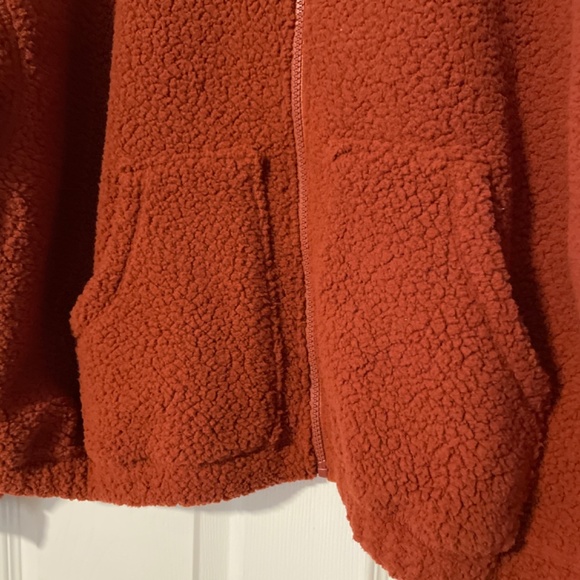 New Old Navy Sherpa fleece zip up funnel neck rust burnt orange size XS - Picture 4 of 12